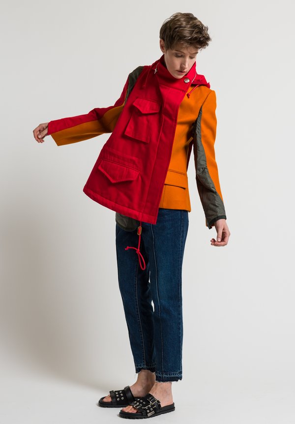 Sacai Cotton/ Wool Melton Layered Hoodie Coat