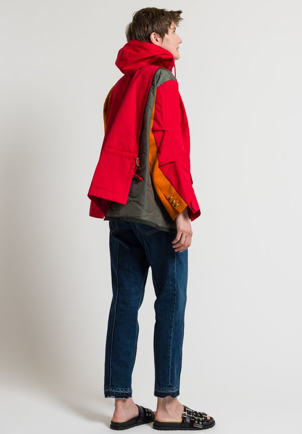 Sacai Cotton/ Wool Melton Layered Hoodie Coat