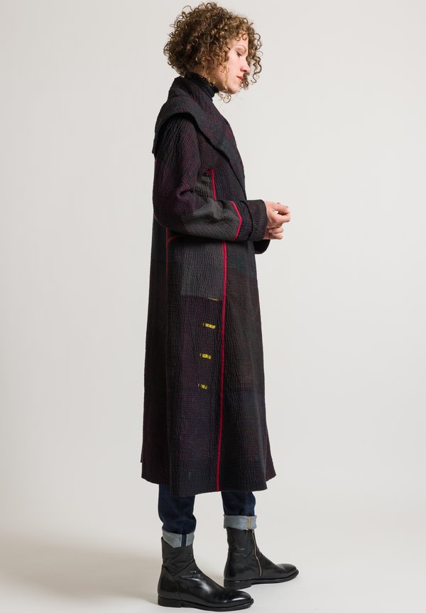 Mieko Mintz Long 4-Layer Muji Patch Coat in Black	