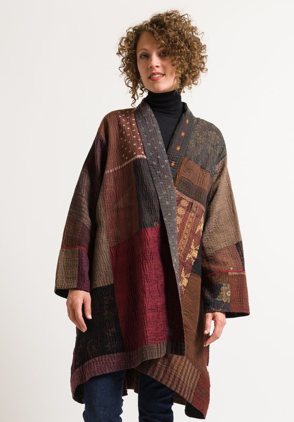 Mieko Mintz 4-Layer Long Kimono Jacket in Brown/ Grey | Santa Fe Dry ...