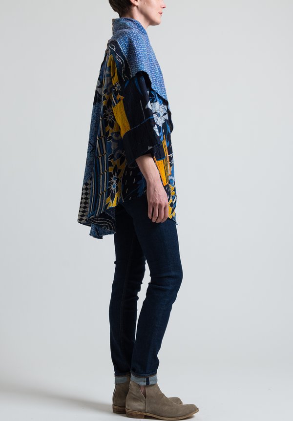 Mieko Mintz Long 2-Layer Jacket in Periwinkle/ Black	