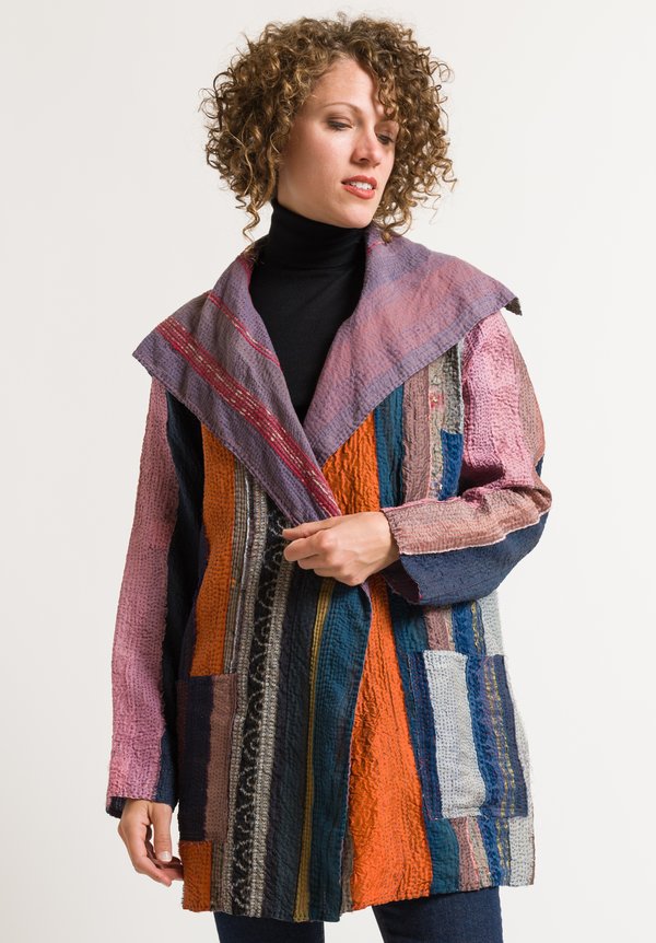 Mieko Mintz Frayed 2-Layer Jacket in Lilac/ Multi | Santa Fe Dry Goods ...