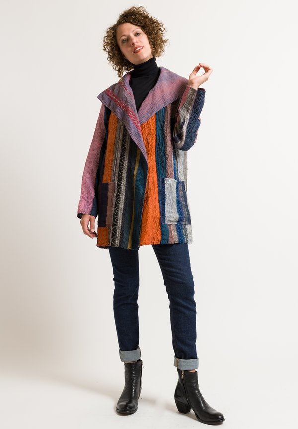 Mieko Mintz Frayed 2-Layer Jacket in Lilac/ Multi	