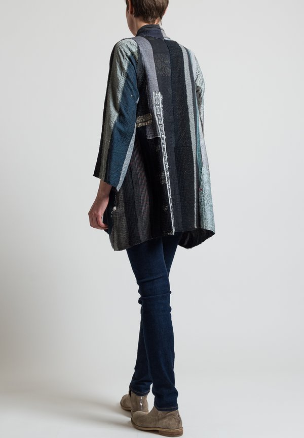 Mieko Mintz Striped 2-Layer Jacket in Grey/ Black	