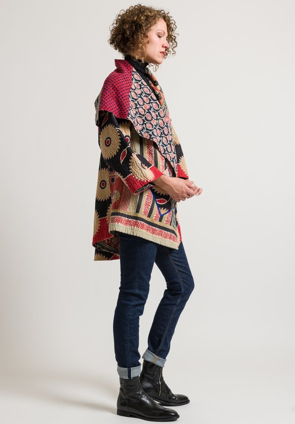 Mieko Mintz Long 4-Layer Circular Jacket in Natural/ Black | Santa Fe ...