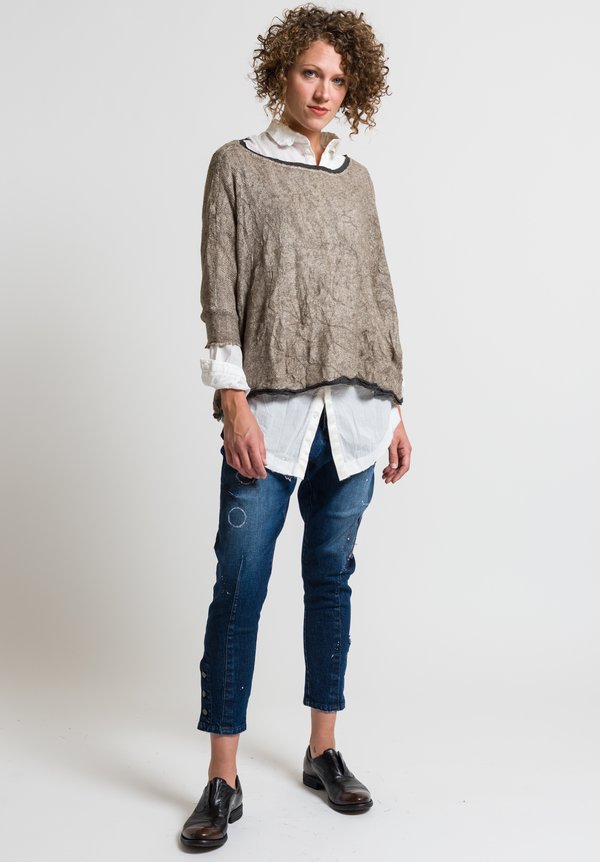 Umit Unal Cotton Short Relaxed Loose Knit Top