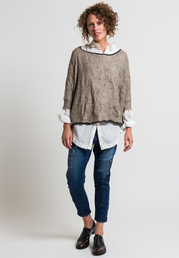 Umit Unal Cotton Short Relaxed Loose Knit Top