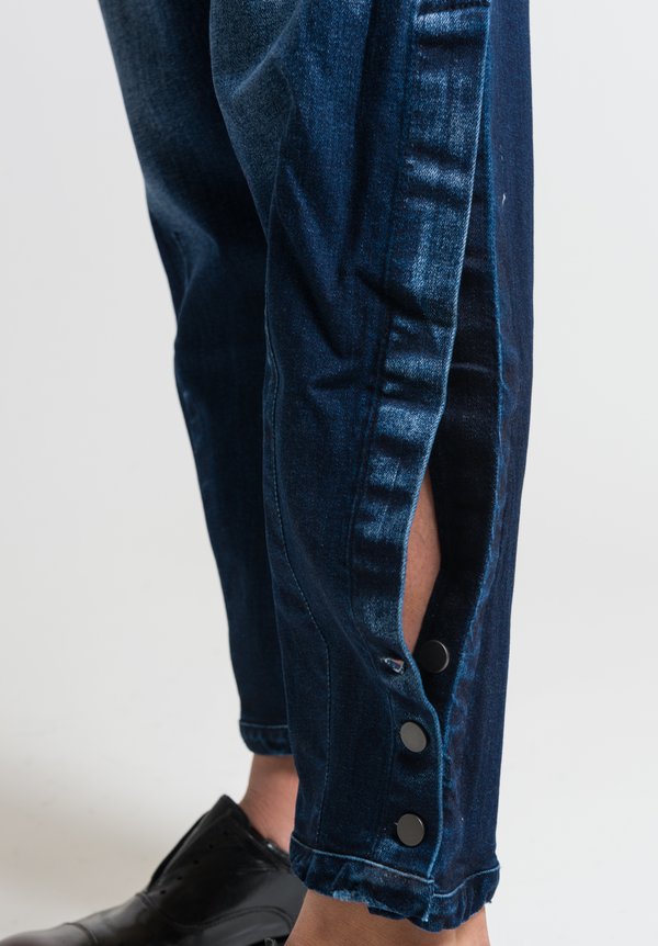 Umit Unal Button Cuff Drop Crotch Jeans in Blue	