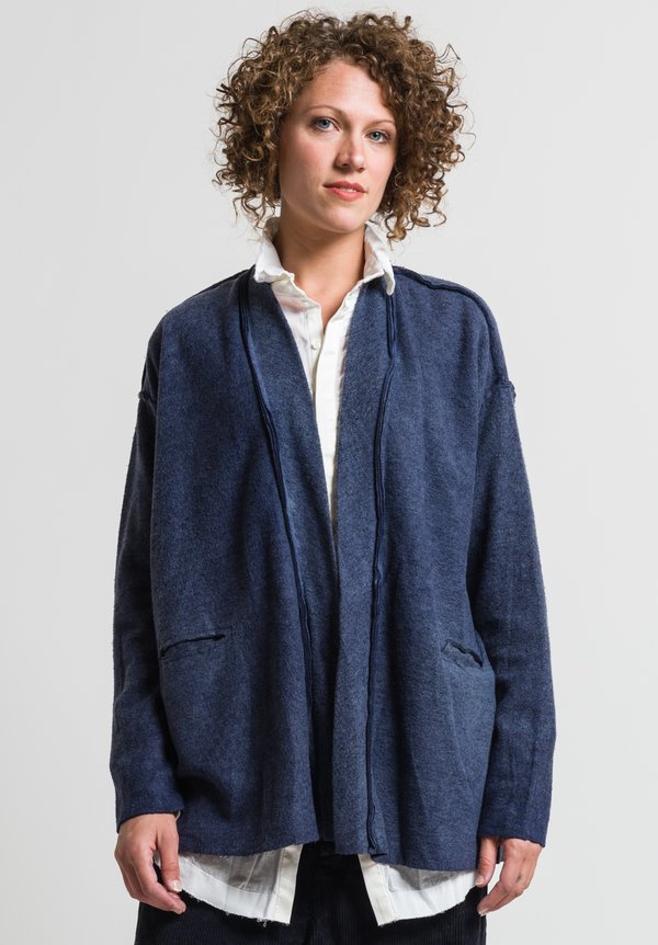 Umit Unal Wool Exposed Seam Open Front Cardigan