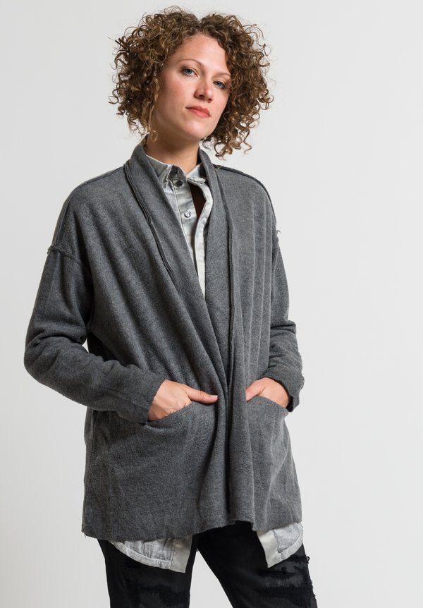 Umit Unal Open Front Cardigan in Grey	