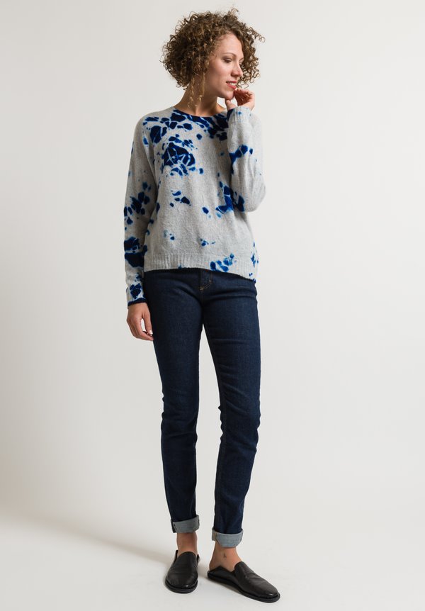 Suzusan Short Shibori Sweater in Blue/ Light Grey	