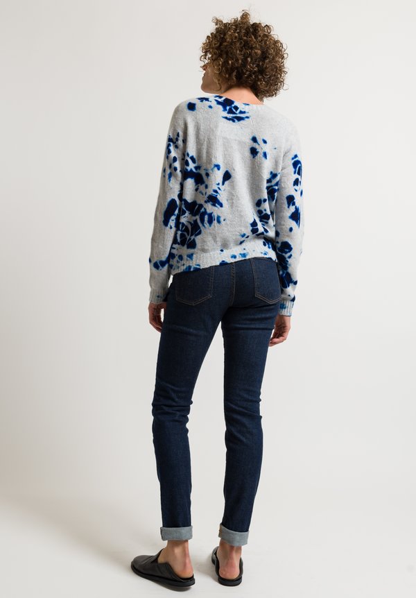 Suzusan Short Shibori Sweater in Blue/ Light Grey	