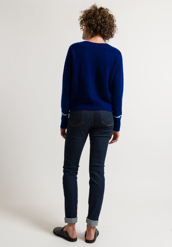 Suzusan Short Shibori Line Sweater in Blue/ Light Grey | Santa Fe Dry ...