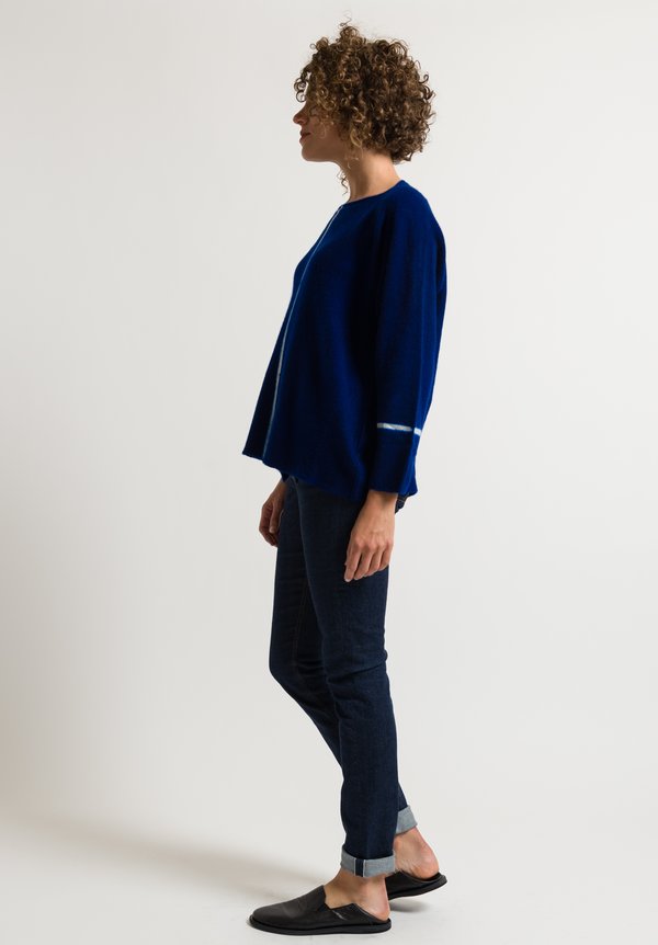 Suzusan Shibori Line Sweater in Blue/ Light Grey	