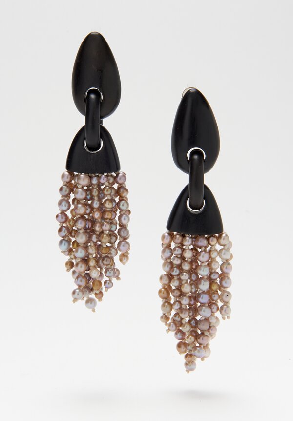 Monies Ebony, Pearl Dangle Clip On Earrings | Santa Fe Dry Goods ...