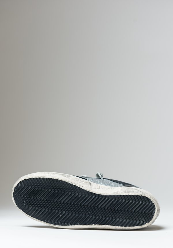 Golden Goose Glitter Superstar Sneakers in Silver Glitter/ Black	