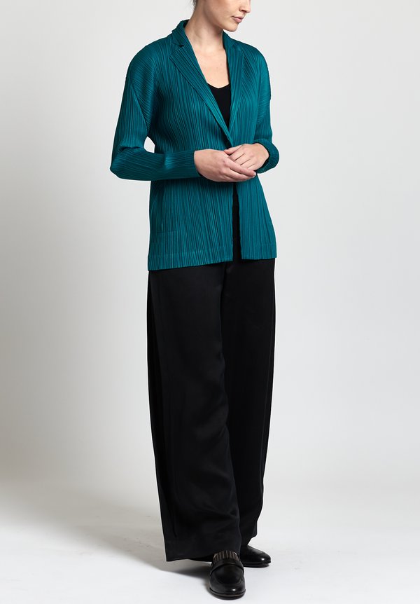 Issey Miyake Pleats Please October Jacket in Turquoise	