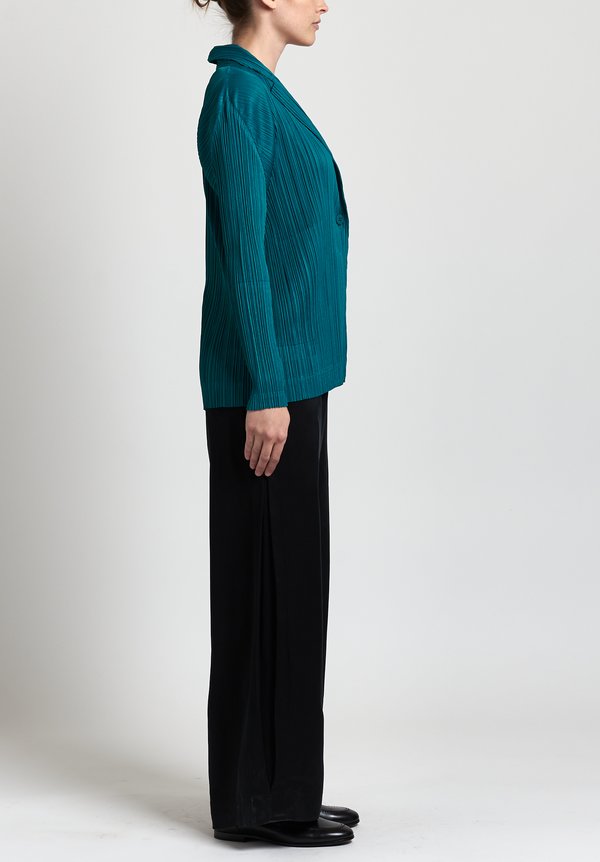 Issey Miyake Pleats Please October Jacket in Turquoise	