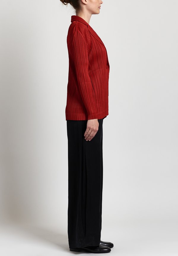 Issey Miyake Pleats Please October Jacket in Red	