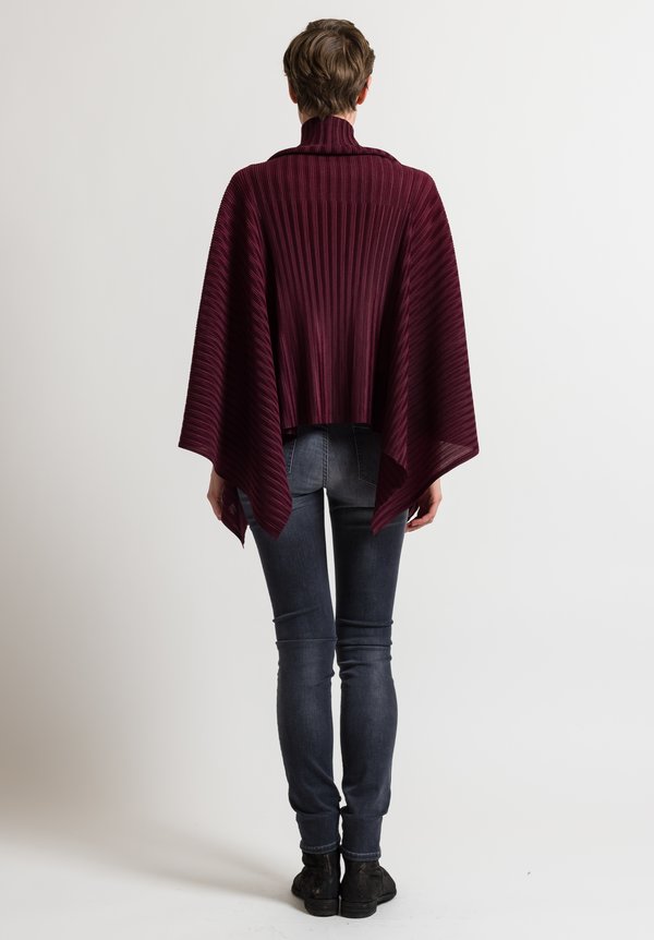 Issey Miyake Pleats Please October Turtleneck Poncho in Berry