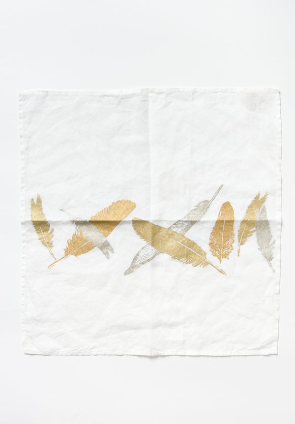 Bertozzi Handmade Linen Napkin with Feathers II	