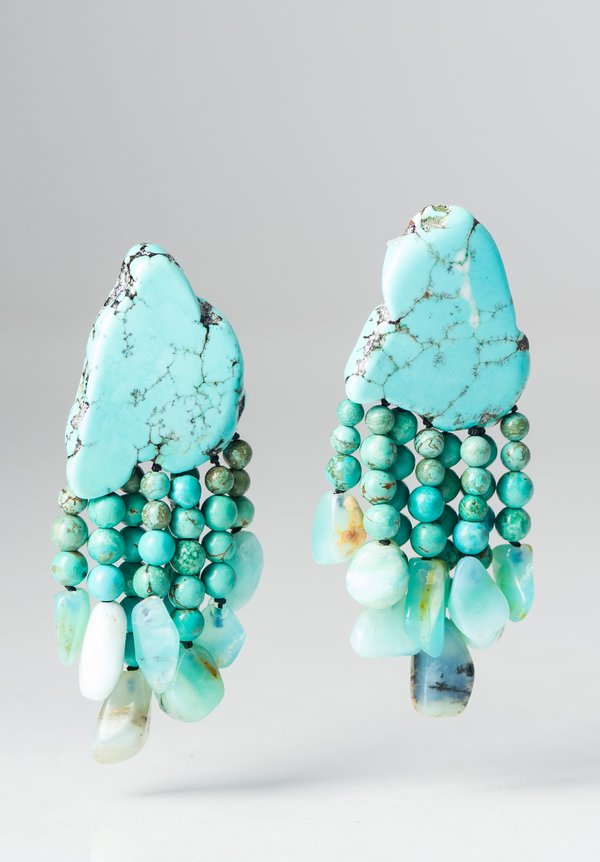Monies UNIQUE Turquoise and Peruvian Opal Dangle Earrings	