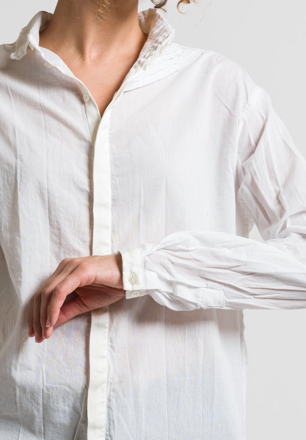 Umit Unal Ruffled Button Shirt in White	