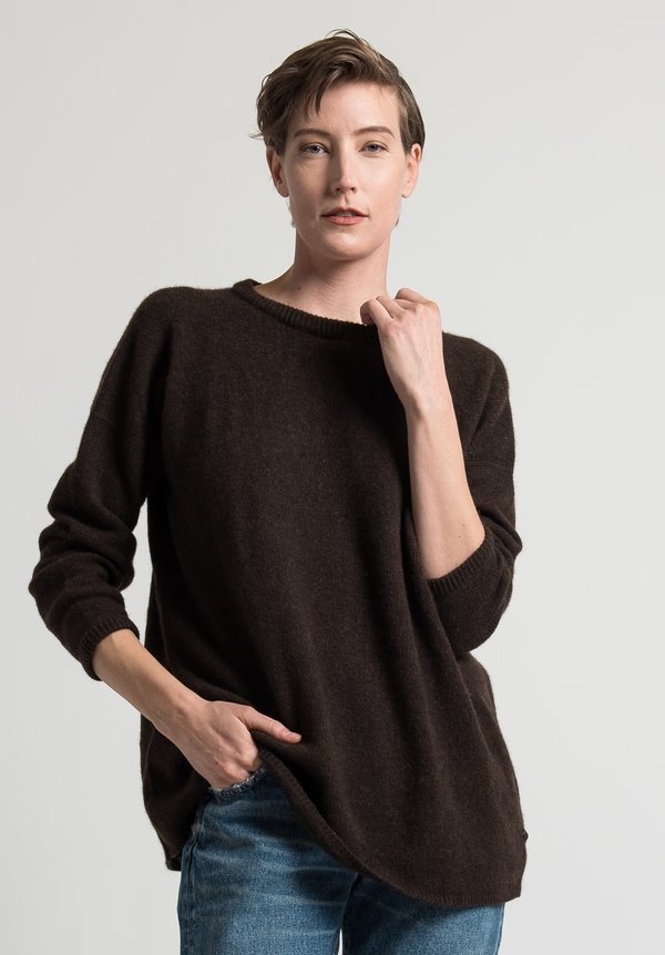 Kaval Pullover Sweater in Dark Brown	