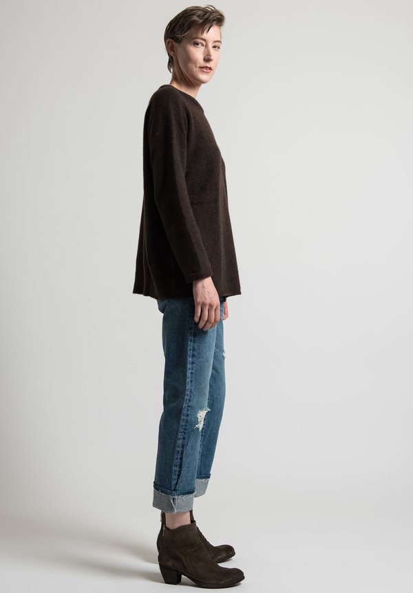 Kaval Pullover Sweater in Dark Brown	
