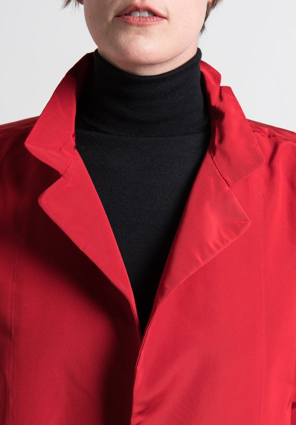 Daniela Gregis Silk Lungo Melograno Jacket in Dark Red	