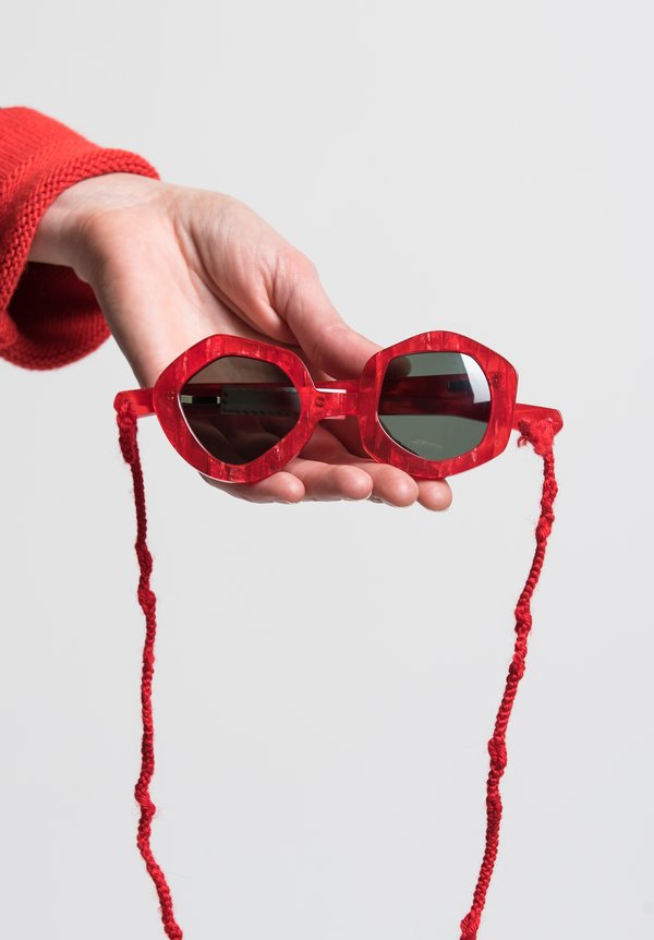 Daniela Gregis Small Melagrana Glasses in Red Glitter