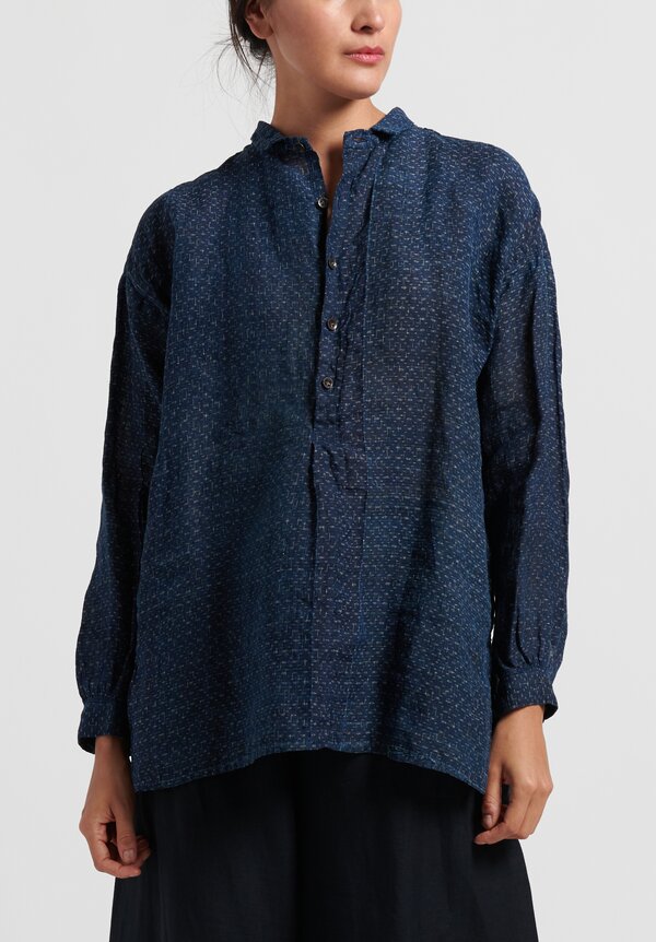 Kaval Antique Pullover Shirt in Dark Indigo	