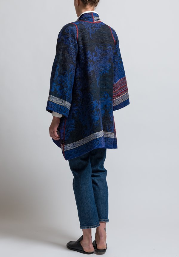 Mieko Mintz 4-Layer Dots & Paisley Jacket in Blue/ Black	