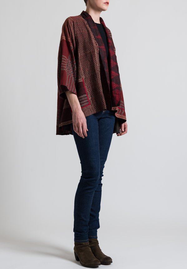 Mieko Mintz 2-Layer Printed Kimono Jacket in Red/ Black | Santa Fe Dry ...