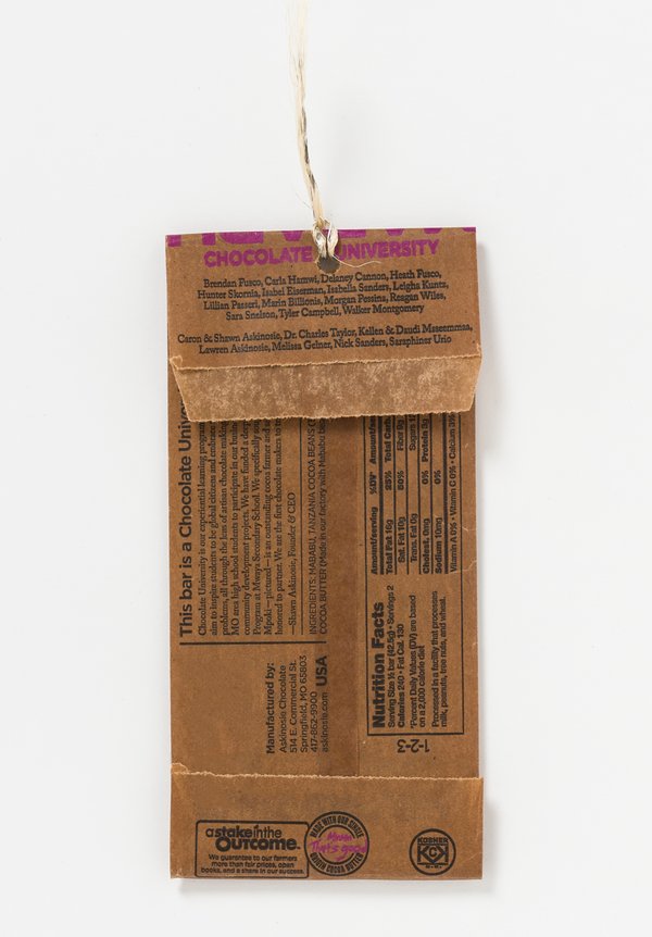 Askinosie Chocolate 72% Dark Chocolate Bar Mababu, Tanzania