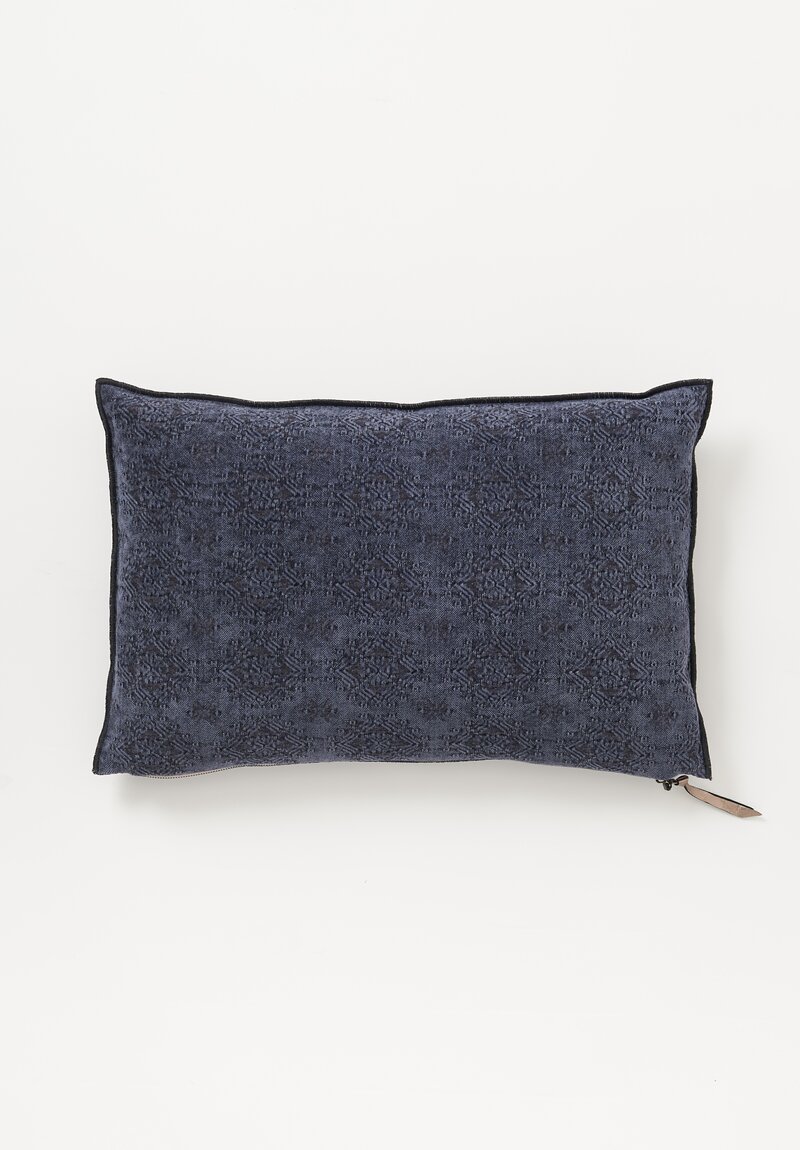 Maison de Vacances Stone Washed Jacquard Pillow in Kilim Bleu Nuit	