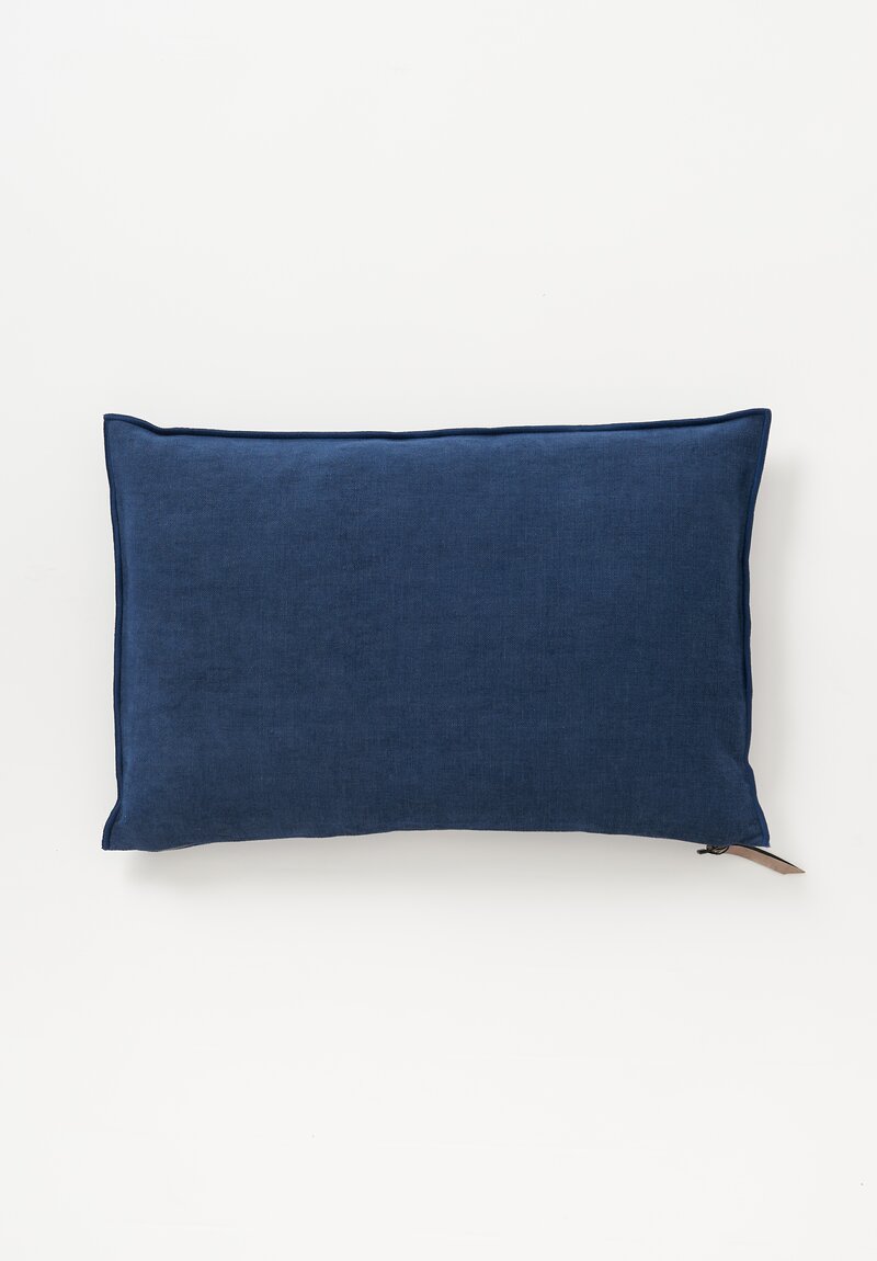 Maison de Vacances Chenille Soft Washed Linen Pillow in Indigo	