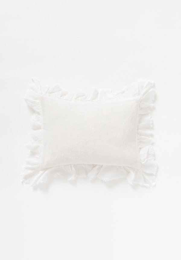 Maison de Vacanes Washed Linen Small Boho Pillow in Blanc	