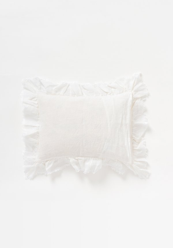 Maison de Vacanes Washed Linen Small Boho Pillow in Blanc	