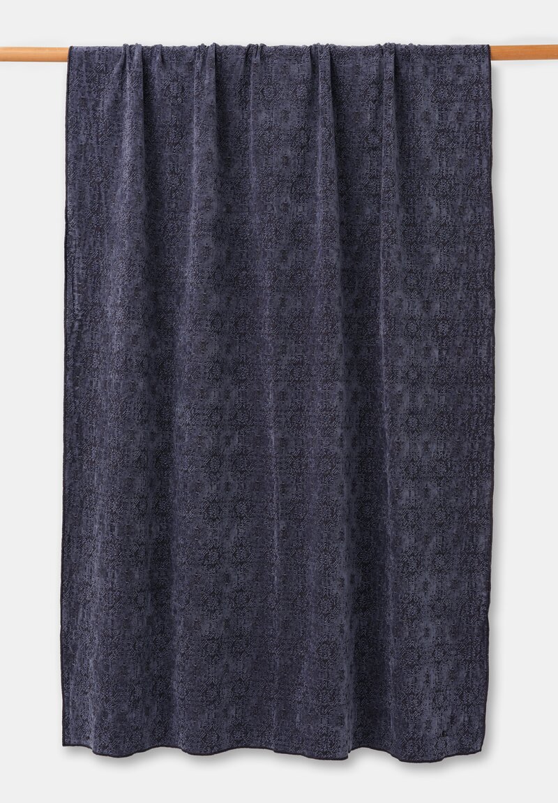 Maison de Vacances Stone Washed Jacquard Throw Kilim Bleu Nuit