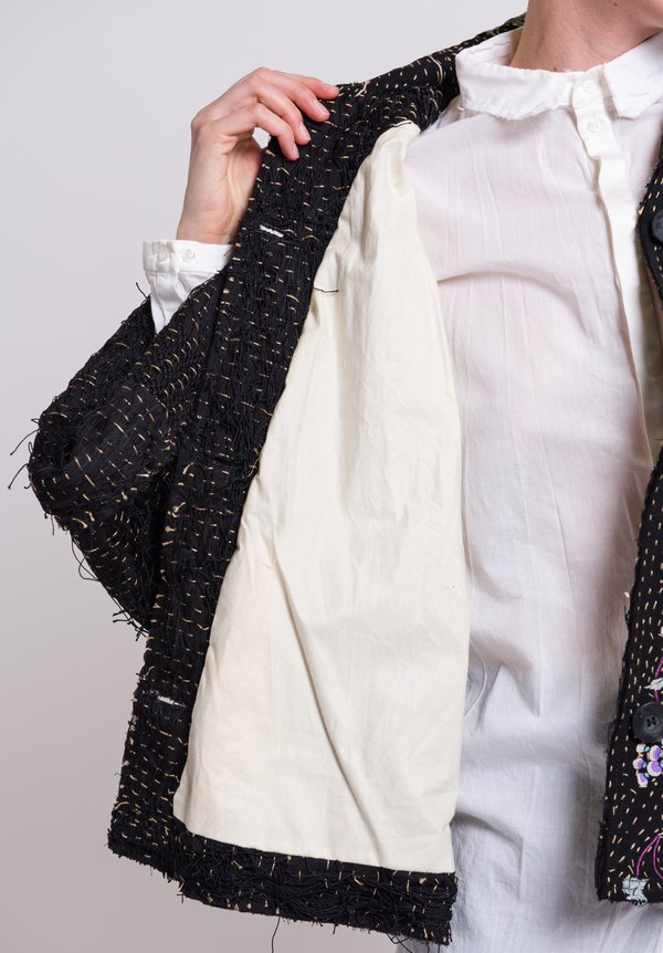 By Walid Piano Shawl Marion Jacket in Black/ Birds	