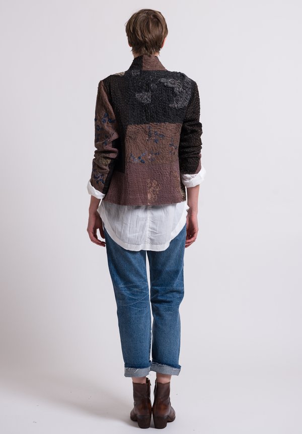 By Walid Chinese Panel Haya Jacket in Multicolor/ Grey Embroidery	