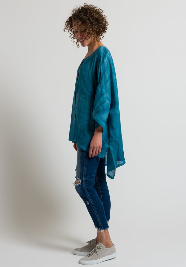 Gilda Midani Linen Super Shirt in Emerald