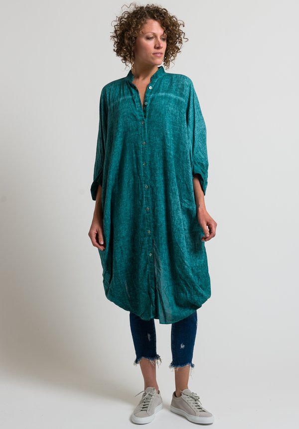 Gilda Midani Linen Square Dress in Emerald	
