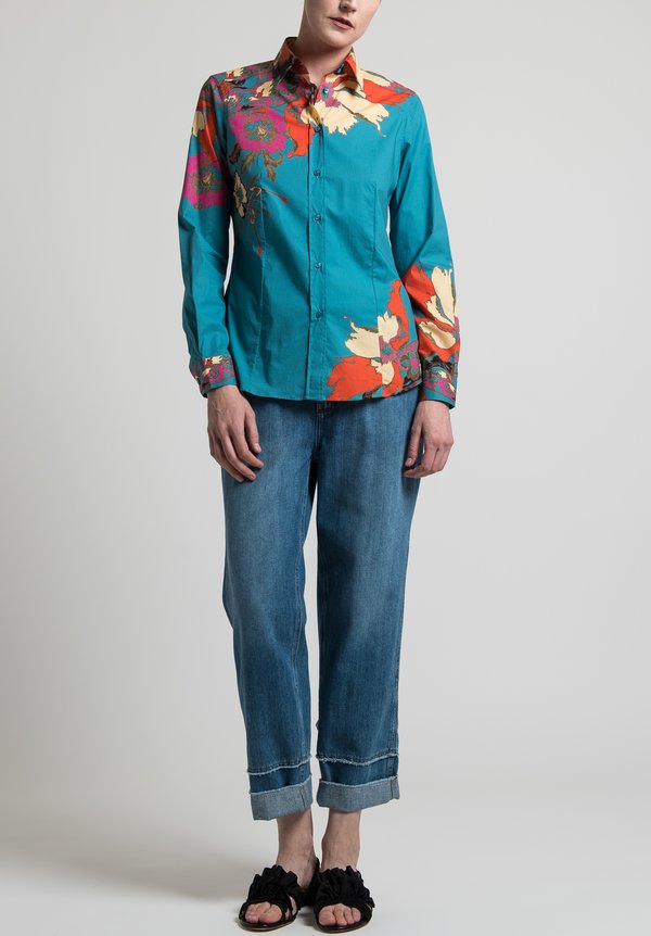 Etro Floral Shirt in Light Blue	