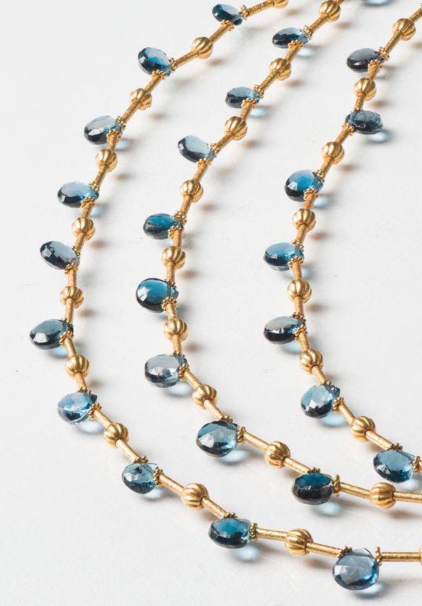 Greig Porter 18K London Blue Topaz 3-Strand Necklace