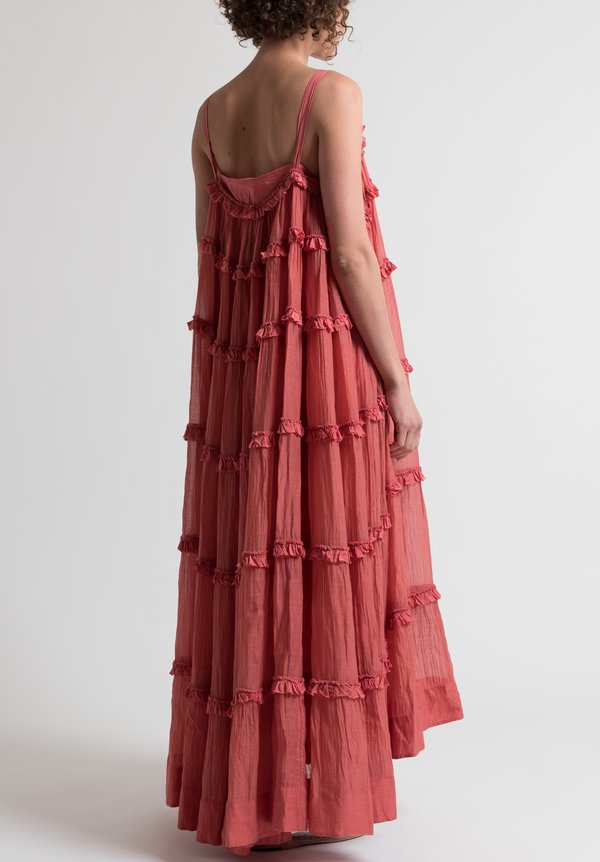 Péro Long Ruffle Dress in Pink	