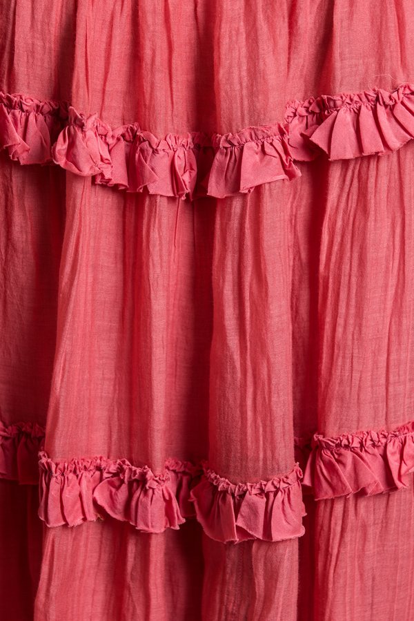 Péro Long Ruffle Dress in Pink	