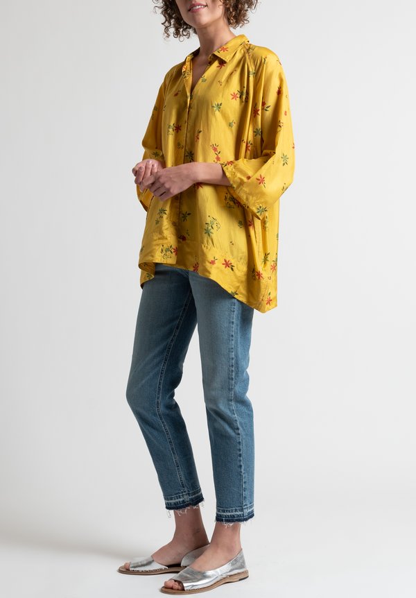 Péro Oversized Floral Blouse in Yellow	