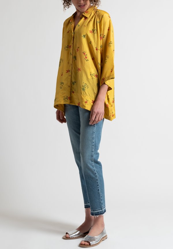 Péro Oversized Floral Blouse in Yellow	